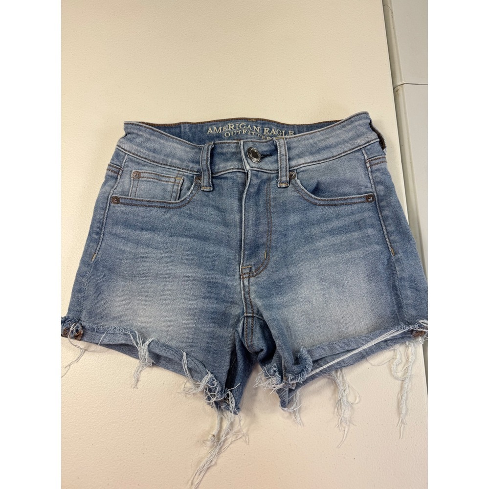 American Eagle Outfitters Denim Shorts Womens‎ Size 0 Light Wash Frayed